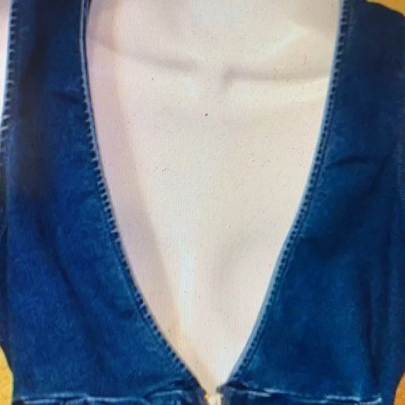 C’est Toi Dark Blue Jean Jumpsuit with Ties - Picture 6 of 12